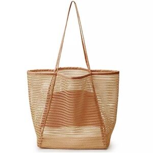 HOXIS Beach Tan Woven Mesh Tote Bag -NWT